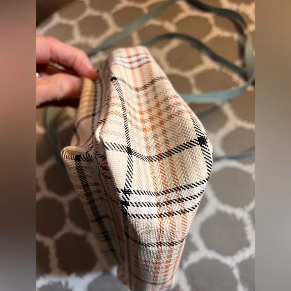 Plaid Mini Backpack with Blue Straps